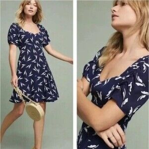 Anthropologie Navy and White Mini Dress